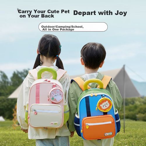 Mochila infantil SunEight 22215 de tela Oxford Rana Verde Claro para niño y niña