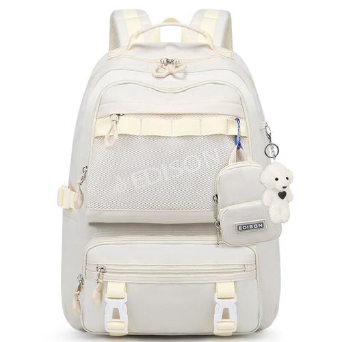 Mochila escolar Edison 2270-4 de poliéster Blanco Crema para niña