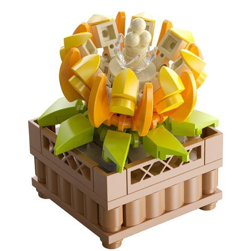 Bloques de construcción FEIMI S2284 de plástico en diseño de suculenta, color amarillo