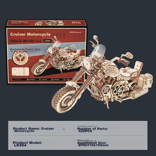 Bloques de construcción 3D ROKR Moto de Crucero de madera