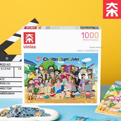Rompecabezas 1000 piezas CRAYON SHIN-CHAN de cartón azul para niños y niñas