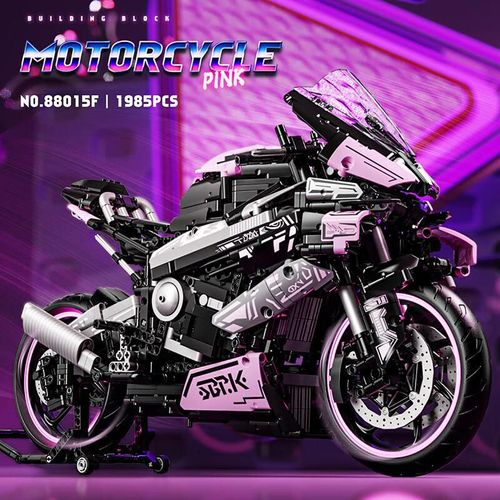 Bloques de construcción BMW M1000RR de plástico rosa compatibles con Lego