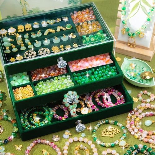 Pulsera de cuentas de vidrio HUANGEN 1 pieza verde para niñas