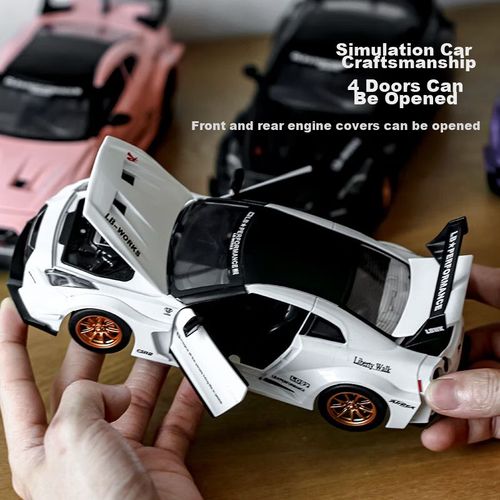 1:24 Modelo de coche Black Mamba GTR con retroceso y luces LED