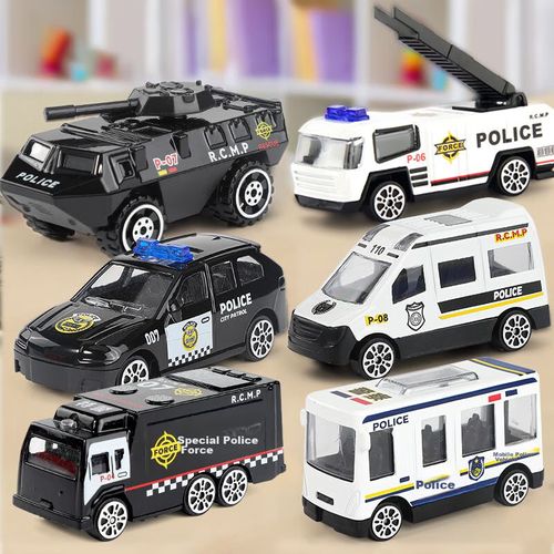 1/64 Coche de Policía de Aleación con Función de Deslizamiento 7.5x3x2.5 cm