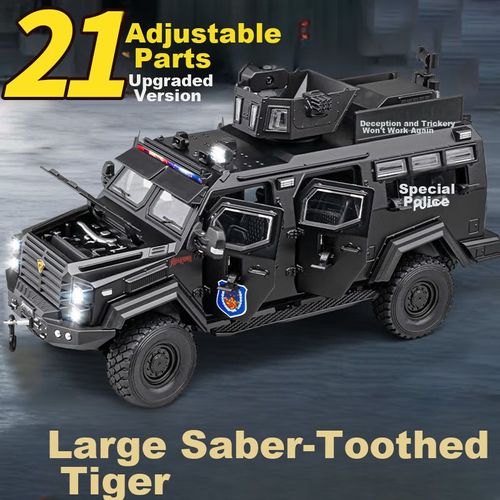 1:24 Coche Policía Tigre Dientes de Sable Aleación 22x9x10.5cm