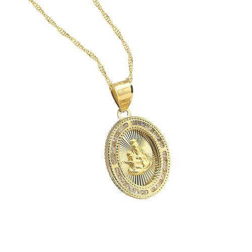 Cadena Con Medalla Virgen del Carmen Brillo Interior 10k Oro Abba Joyas