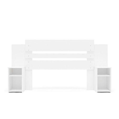MOBI Cabecera Matrimonial Verona – Respaldo de Madera Color Blanco - Dos Buros Empotrados