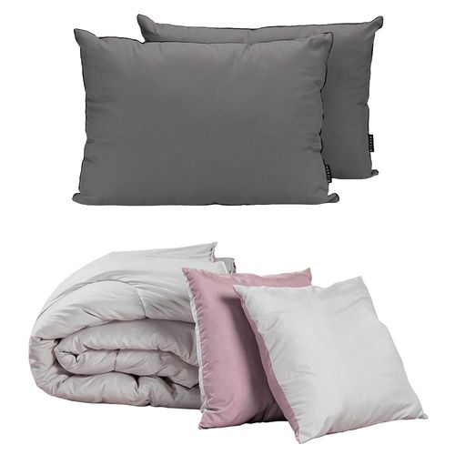 Set de Edredón Matrimionial-Queen Size Doble Vista Couzy Lila-Gris + Almohada 2 Pack RGH