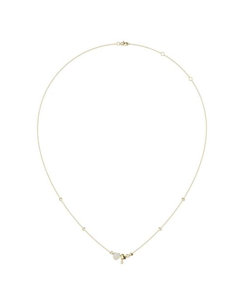 GARGANTILLA DE CORAZONES DE ORO AMARILLO Y BLANCO 14K CON 20PTS DE DIAMANTE (45.5 CM APROX) (G-H) (VSI-VSII)