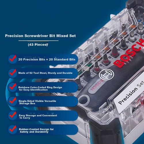 Desarmador Bosch Precisionset 43 Puntas Precisión Y Estándar