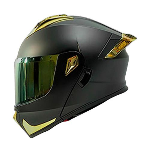 Casco moto abatible mate certificado fury talla l con led