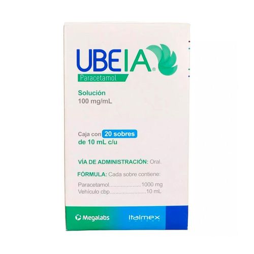 Paracetamol Ubeia En Solución 20 sobres de 10 ml