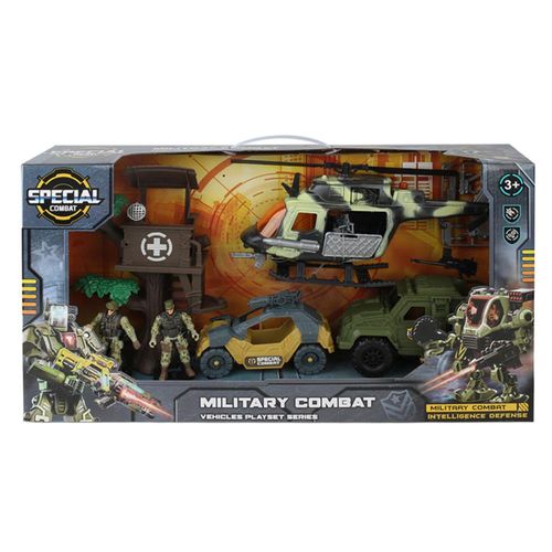 Juguete Base Militar con Helicóptero, Camiones Tácticos y Figuras de Soldados Incluidas