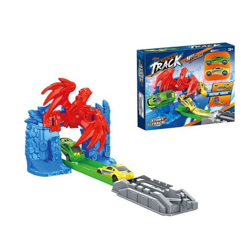 Pista de Juguete Infantil de Carreras con Dragón y 2 Autos Incluidos