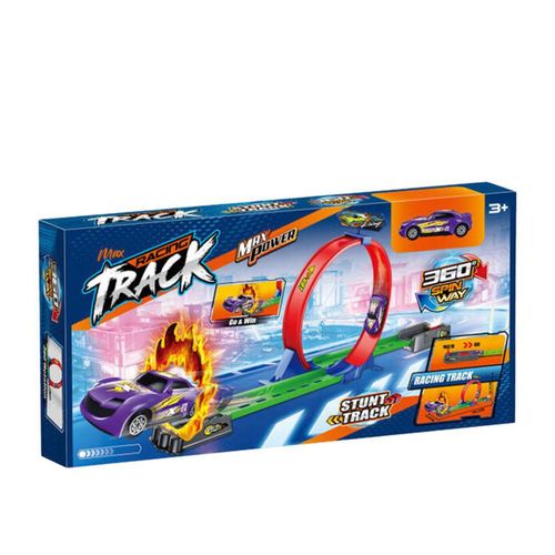 Pista de Juguete de Carros con Loop 360°, Aro de Fuego + 1 Auto Incluido