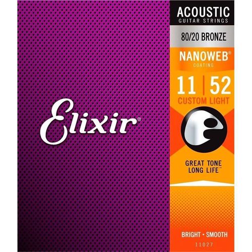 Set de cuerdas para guitarra acústica nanoweb 11-52 11027 elixir