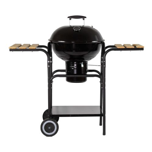 Asador de carbón 18" - 44cm con mesas laterales de madera y ruedas AVERA AC18ML