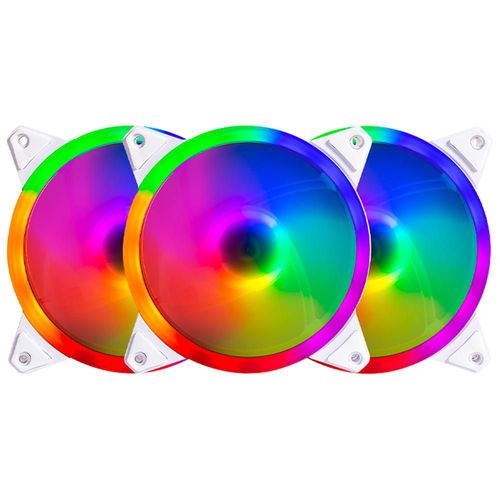 Kit 3 ventiladores gamer balam rush eolox blaze ex30kw 120mm argb 1200rpm blanco