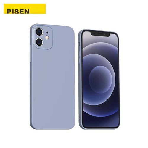 Funda Para Iphone 12 Pisen Silicona Líquida Gris Lavanda