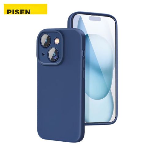 Funda Para Iphone 15 Pisen Silicona Flexible Líquida Azul