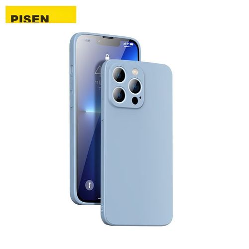 Funda Para Iphone 13 Pro Max Pisen Silicona Líquida Azul Ultradelgada