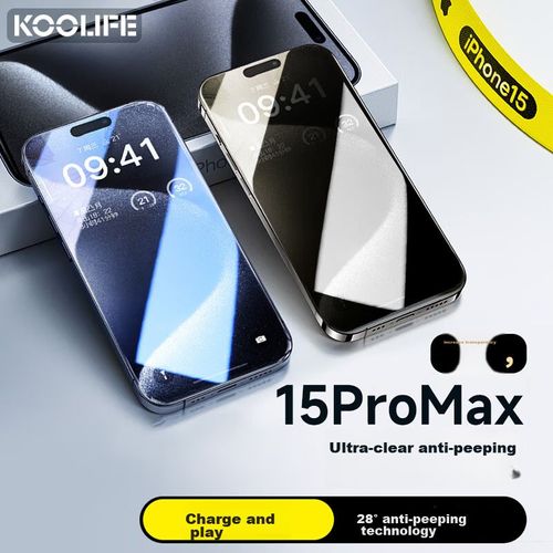 Mica Protector De Pantalla KOOLIFE Cristal Templado Anti-Ojos Curiosos Para iPhone 15 Pro Max