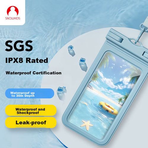 Funda Impermeable Para Teléfonos Hasta 72 Snowkids Pvc Gris Y Azul