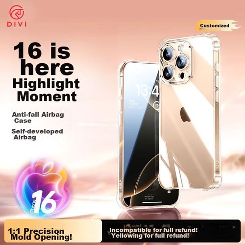 Funda Para IPHONE 16 Pro Max Divi Silicona Transparente Con Protector De Lente