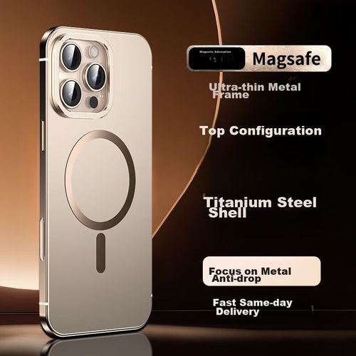 Funda Para IPHONE 16 Pro Max Im-Chen Acero Titanio Dorado