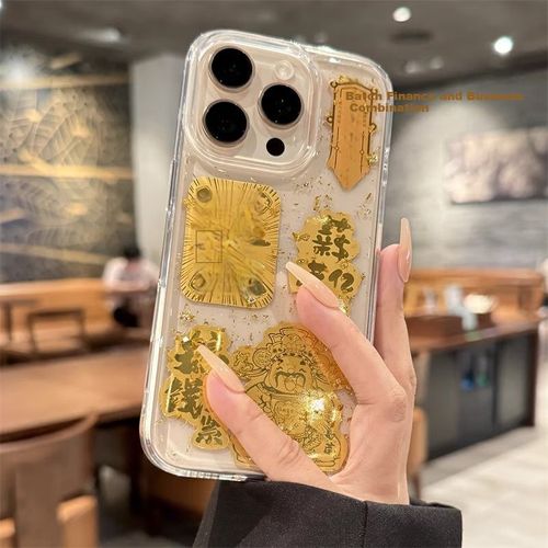 Funda Para IPHONE 16 Pro Zhiweishi Silicona Transparente Dorado