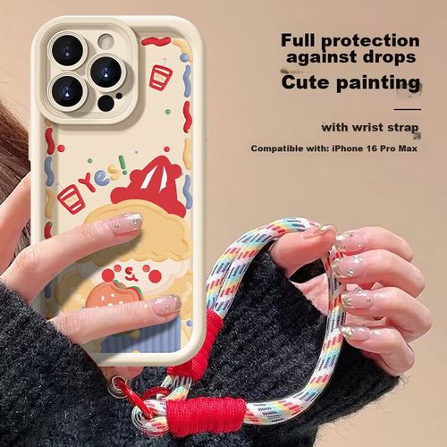 Funda Para IPHONE 16 Pro Max Jiangming TPU Con Cordón Diseño Hamburguesa