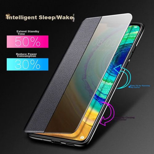 Funda Para HUAWEI P40 Pro+ Zhengjian Cuero Negro Con Ventana Inteligente