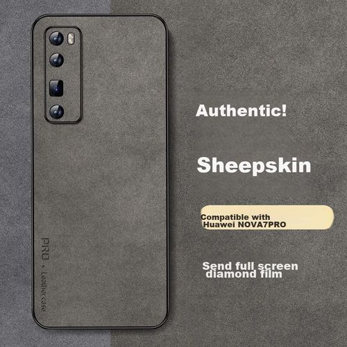 Funda Para HUAWEI Nova 7 Pro Shangsu Cuero Cordero Gris