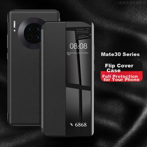 Funda Para HUAWEI Mate30 Pro Zhengjian Cuero Negro Con Ventana Inteligente