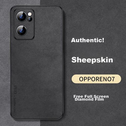 Funda Para OPPO Reno 7 Shangsu Cuero De Cordero Negro