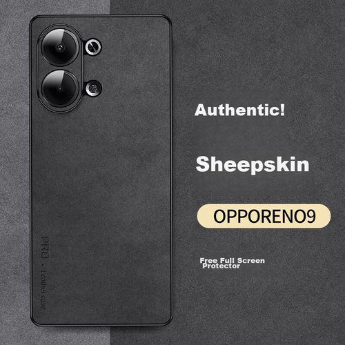 Funda Para OPPO Reno9 Shangsu Cuero Cordero Negro