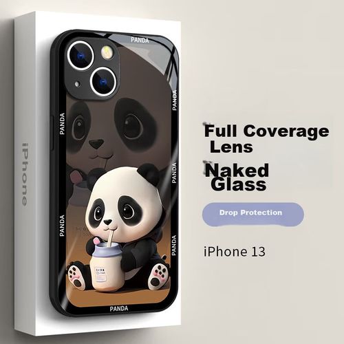 Funda Para IPHONE 13 Yingkaida Vidrio Templado Diseño Oso Lechero