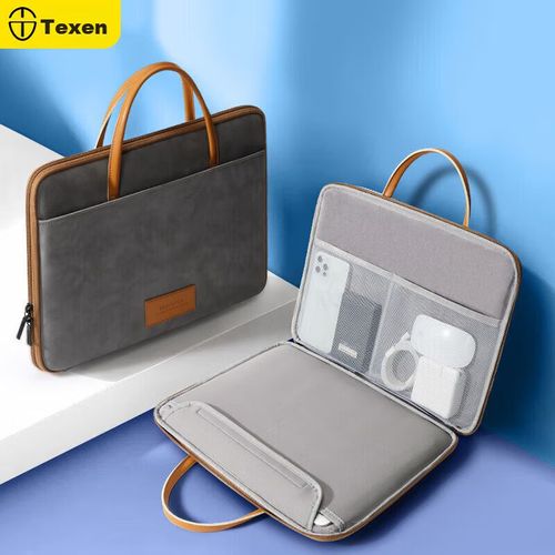 Funda para laptop TAIKESEN 15.6" de cuero sintético Gris para hombre