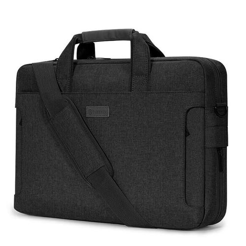 Bolsa de mano Taikesen para laptop 17.3 pulgadas de algodón y lino repelente al agua Negra unisex