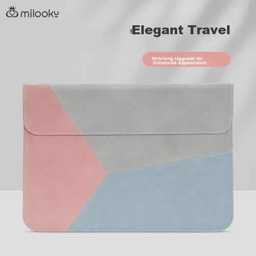 Mochila para laptop Milooky de cuero microfibra Rosa para mujer