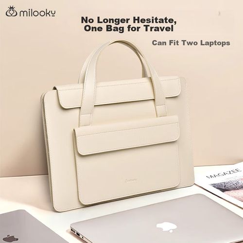 Mochila para laptop Milooky Acordeón de cuero sintético Caqui claro para unisex