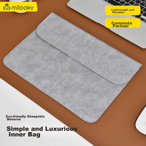Funda para laptop Milooky de cuero sintético Gris minimalista para unisex