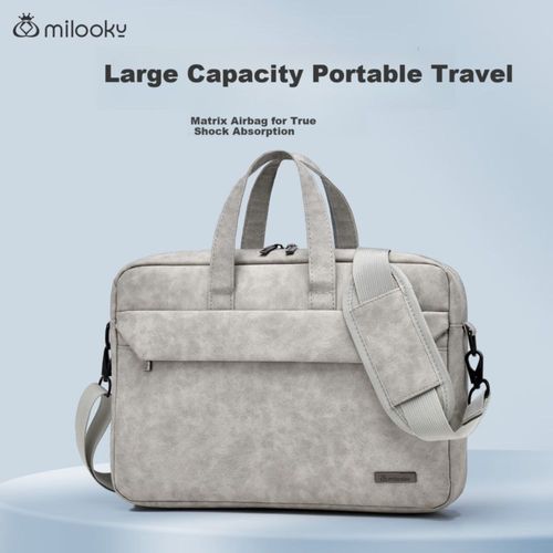 Mochila bandolera Milooky para portátil 17" de cuero sintético Gris para unisex