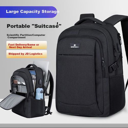 Mochila para laptop BRINCH 15.6" de tela Oxford Negra para hombre