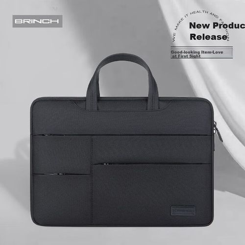 Bolsa para laptop BRINCH de poliéster Negro/Gris Oscuro/Gris Claro/Rosa unisex