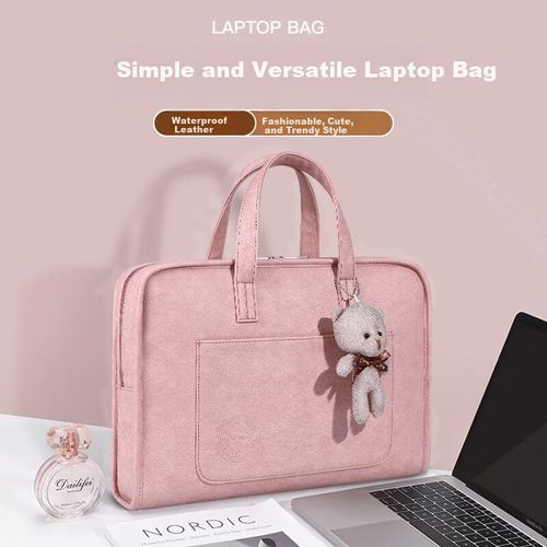 Bolsa para laptop BRINCH de PVC impermeable Gris/Rosa para mujer
