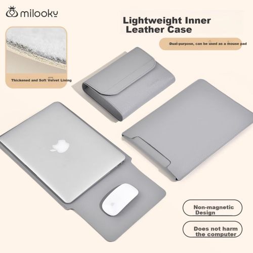 Funda para MacBook Pro/Air Milooky de cuero con forro de felpa Negra