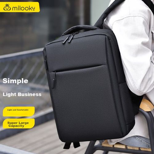 Mochila para laptop Milooky de tejido Oxford Negro/Gris unisex
