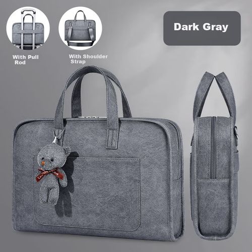 Bolso para laptop BRINCH de PVC impermeable Gris/Rosa para mujer